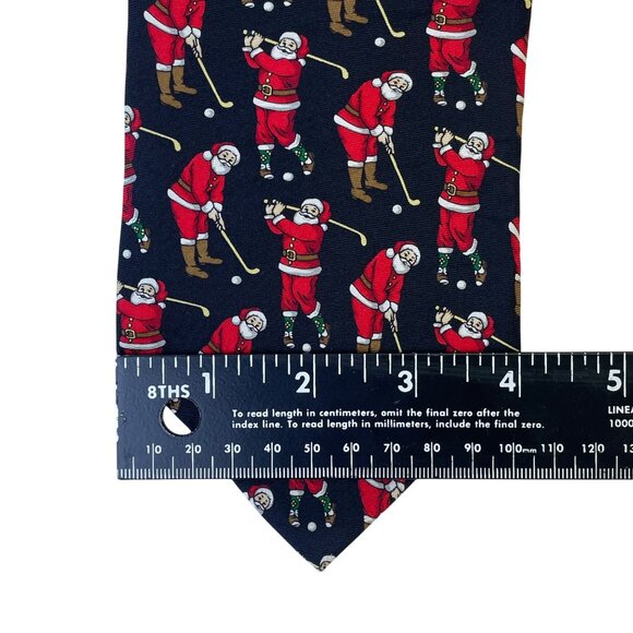 Holiday Traditions Mens Navy Polyester Santa Golf Pattern Necktie 58" Hallmark D - Picture 7 of 7